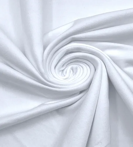 EOVEA - Tela de algodón y elastano por yarda - Tejido de jersey elástico en 4 direcciones - Tela de camiseta de elastano y algodón - Ligero, Blanco
