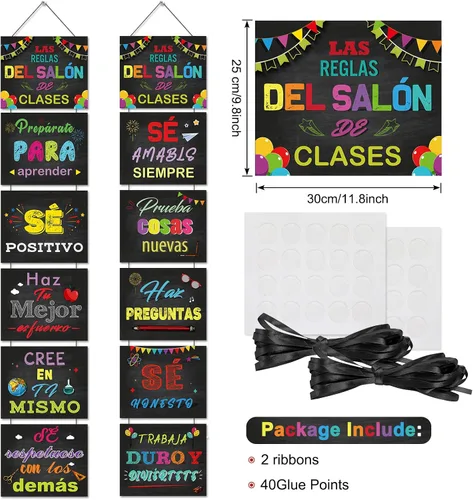 Miniatura 2 de Faccito Letrero motivacional para decoración de aula en español, cartel positivo para porche, letrero inspirador para puerta, decoración de pared
