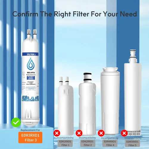 Miniatura 3 de BELVITA Compatible con filtro de agua para refrigerador 4396841, EDR3RXD1, KAD3RXD1, WHR3RXD1, 4396841, 4396710, Filter 3, 46-9083,46-9030, 9030