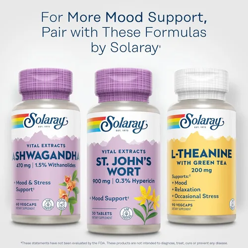 Miniatura 6 de SOLARAY Hierba de San Juan 900 mg, suplemento de apoyo de estado de ánimo una vez al día, estandarizado al 0.3% de hipericina para el apoyo a