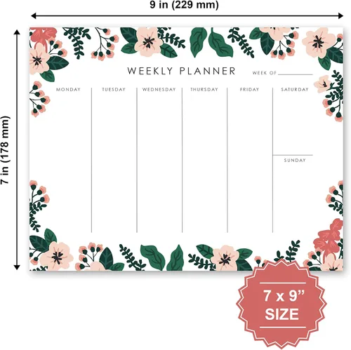 Miniatura 4 de Bloc de notas de planificador semanal, 9 x 7 pulgadas, 52 hojas extraíbles, planificador de escritorio sin fecha, calendario y organizador