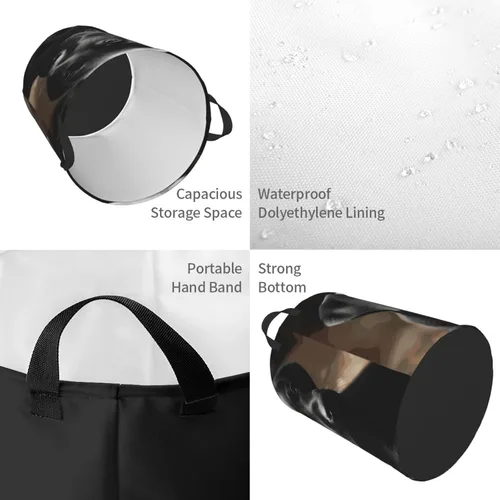 Miniatura 4 de Black Labrador Puppy print Circular Hamper Waterproof Storage Bin Organizer Basket Laundry Hamper With Handles For Clothes Toys Small