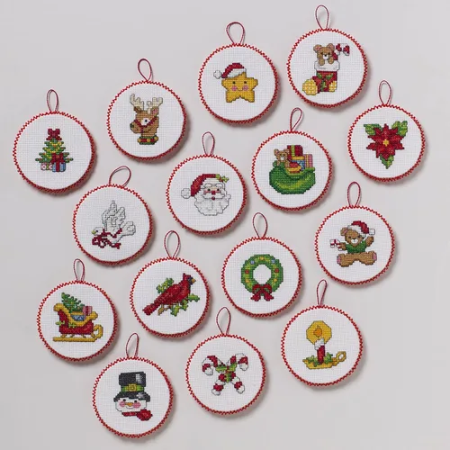 Miniatura 5 de Bucilla Kit de decoración de punto de cruz de 14 piezas, colección clásica de Navidad, perfecto para manualidades y manualidades, 89454E