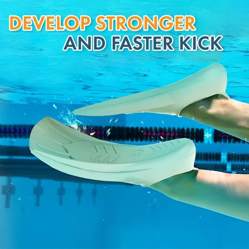 Miniatura 7 de 5in1 Soft Silicone Swim Training Fins Set for Lap Swimming with Earplugs Noseclip Phone Pouch and Travel Mesh Bag, Short Blade Floating Flippers for