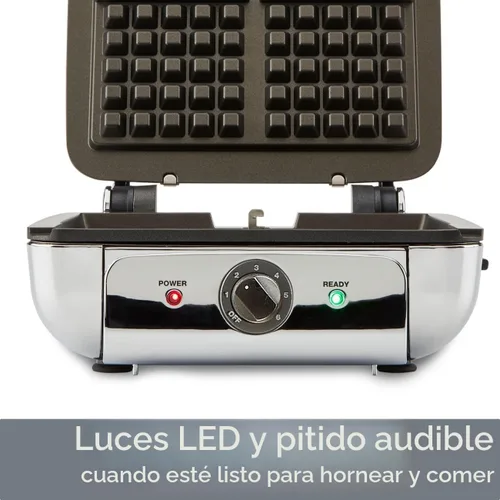Miniatura 4 de All-Clad Fabricante de Waffles de Acero Inoxidable de 4 Secciones, Fabricantes de Waffles Gruesos de Bélgica, Almacenamiento Vertical 1600 Vatios