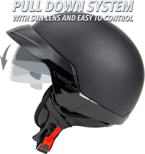 Miniatura 2 de Cartman Motorcycle Open Face Helmet with Sun Visor Quick Release Buckle, DOT Approved