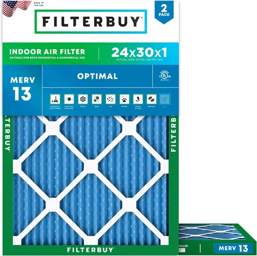Miniatura 24 de Filterbuy Filtro de aire MERV 13 de 8 x 14 x 1 pulgadas, protección óptima contra el humo y la alergia (paquete de 2), filtros electrostáticos
