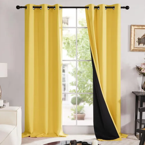 Miniatura 91 de Deconovo Cortinas 100% opacas, cortinas de ventana con aislamiento térmico, paneles reductores de ruido, cortinas de forro negro, con ojales