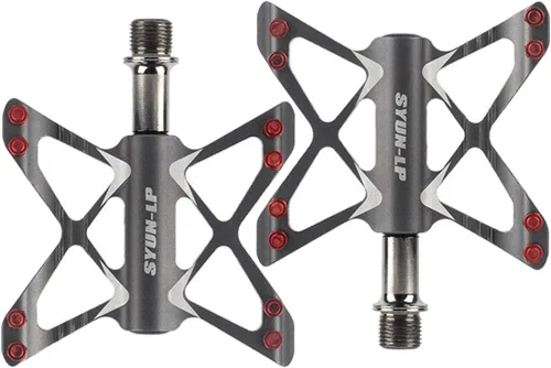 Miniatura 9 de ThinkTop Pedales de bicicleta 3 rodamientos Road Mountain Bike Plataforma Pedales Flat Sealed Lubricar Bearing Axle 9/16 pulgadas para BMX MTB