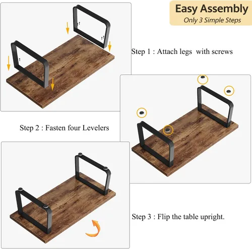 Miniatura 4 de HSH Mesa de café de madera, mesa de centro industrial rectangular, mesa de café minimalista moderna para sala de estar, mesa de té y cóctel