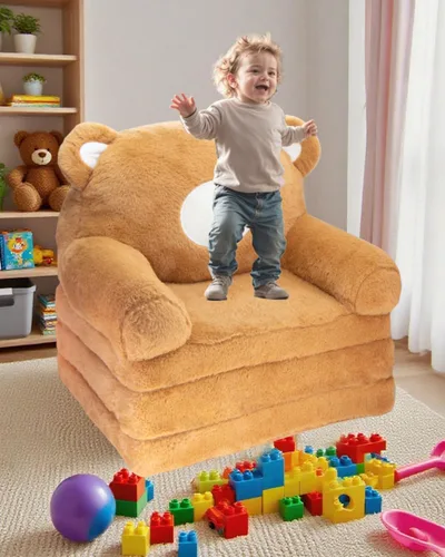Miniatura 4 de Brown Dog - Silla para niños pequeños, sofá abatible 2 en 1 y mini sofá para niñas y niños, de 1 a 4 años