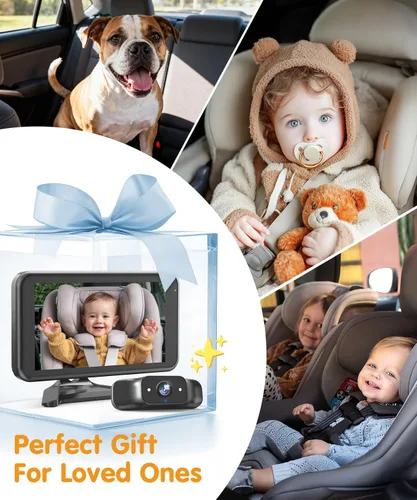 Miniatura 8 de Babyvue BC1 - Cámara de coche para bebé, pantalla HD 1080P de 4.5 pulgadas y zoom 3X, monitor de bebé automático de visión nocturna IR con brillo