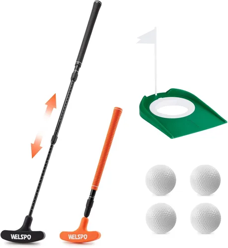 WELSPO Putter de golf para hombres y mujeres de dos vías con 2 putters de golf, 4 pelotas de golf para diestros o zurdos, putter de golf de longitud