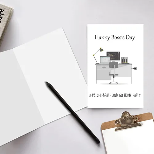 Miniatura 3 de Tarjeta de feliz día del jefe para mujeres jefas, hombres, tarjeta del día nacional del jefe de empleado de colega de trabajo, linda tarjeta