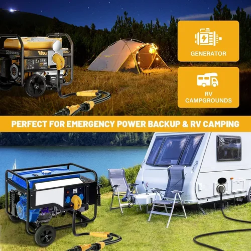 Miniatura 4 de MECMO Cable de alimentación adaptador Y de 50 amperios a (2) x 110V 15 Amp para el hogar, adaptador RV Y, 10/3 STW NEMA 14-50P enchufe macho a dos