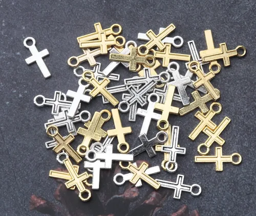 Miniatura 2 de 50 piezas de mini dije de cruz de metal para hacer joyas, encontrar collares, pulseras, aretes, llavero, idea de regalo de bricolaje, accesorios