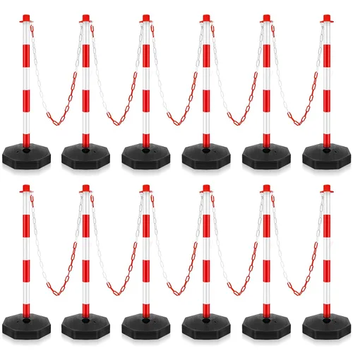 Miniatura 9 de Konohan Paquete de 6 delineadores de cono de estacionamiento de 34 pulgadas, juego de puntal de plástico para poste de tráfico, barrera de blanco