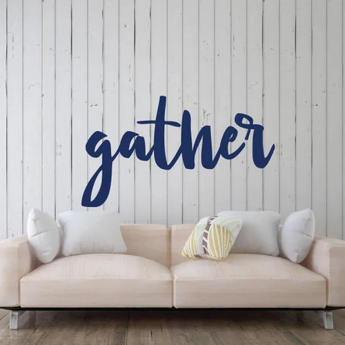 Miniatura 2 de Gather" Sign Wall Art Decal - Cursive Large Living Room Wall Décor Sticker - Family and Friends Themed Home Wall Decoration - Perfect for Living