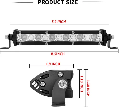 Miniatura 3 de Barra de luz LED verde de una sola fila de 7 pulgadas, 18 W, luces antiniebla, luces antiniebla de conducción de trabajo, 12 V, 24 V, ultrafina