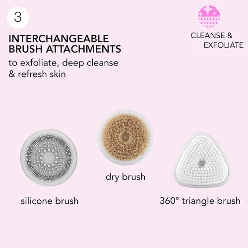 Miniatura 3 de skn by Conair Daily Glow Cepillo de limpieza facial, cepillo facial todo en uno, incluye 3 accesorios intercambiables para una limpieza completa