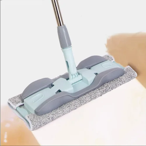Miniatura 3 de Trapeador de piso de madera de microfibra, 15 pulgadas con 4 almohadillas lavables, mango ajustable para limpieza en seco y húmedo