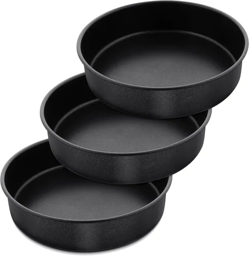 Miniatura 10 de Herogo Juego de 3 moldes redondos pequeños de 4 pulgadas, de acero inoxidable, antiadherentes, para mini quiche de pizza, no tóxicos y saludables