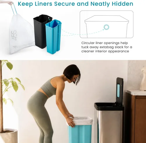 Miniatura 7 de Home Zone Living - Bote de basura de cocina de 19 galones con compartimentos duales para reciclaje, control de olor CleanAura, acero inoxidable