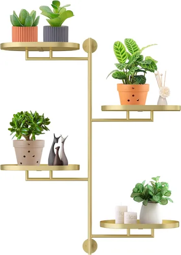 Miniatura 13 de Estantes giratorios de ventana para múltiples plantas en interiores, soporte de esquina de metal de 2 niveles negro soporte flotante para pared
