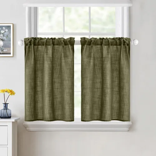Miniatura 55 de MIULEE Cortinas de Halloween para cafetería de 24 pulgadas de largo, cortina de media ventana semitransparente, cortinas de lino cortas estilo casa
