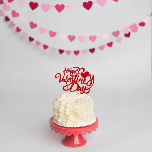 Miniatura 4 de 1 pieza de decoración para pastel del día de San Valentín con purpurina roja dulce corazón de San Valentín, decoración de tartas de San Valentín