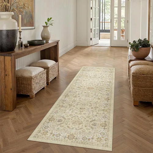 Miniatura 40 de PureCozy Alfombra de área beige de 2 x 3 pulgadas, lavable, vintage, pequeña, para entrada, cocina, suave, retro, floral, de pelo bajo, tapete