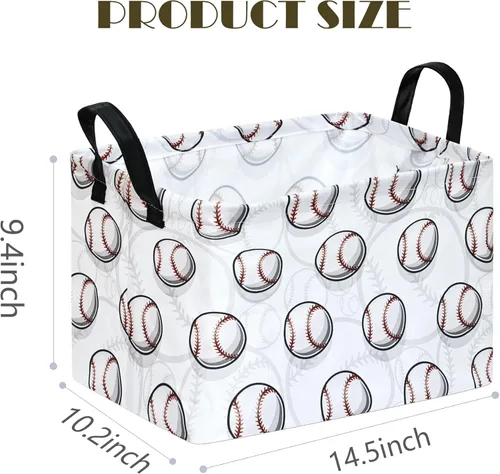 Miniatura 7 de MAIZMZ Cesta de almacenamiento rectangular vacía, organizador de almacenamiento impermeable de béisbol, cestas plegables con asas para mujeres
