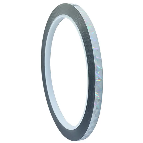 Miniatura 10 de Jiozermi 2 cintas reflectantes holográficas autoadhesivas de 0.12 pulgadas, cinta adhesiva con purpurina para mantener alejados a los pájaros, arte