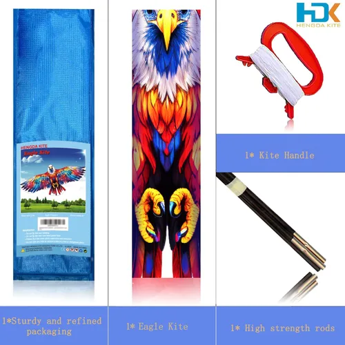 Miniatura 3 de HENGDA KITE Cometa de águila, para niños y adultos, fácil de volar, excelente diseño de tela y estructura, las imágenes son hermosas en alta