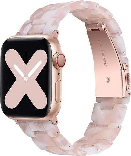 JOYOZY Correa de resina de moda compatible con Apple Watch 9/8/7/6/5/4/3/2/1, correa iWatch con hebilla de acero inoxidable para Apple Watch de
