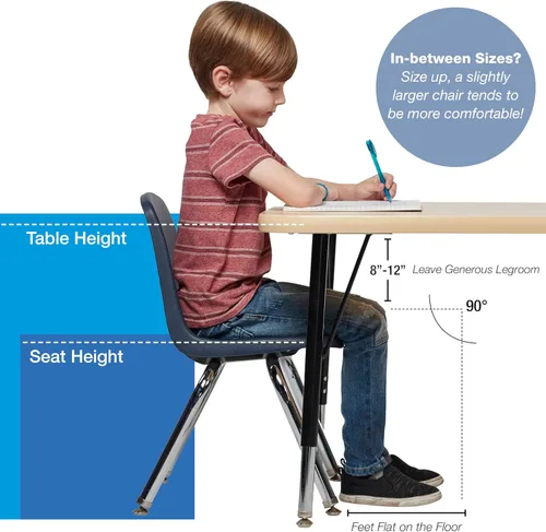 Miniatura 5 de FDP - Silla escolar apilable de 12 pulgadas, asiento apilable para estudiantes con patas de acero cromado y deslizadores giratorios de nailon
