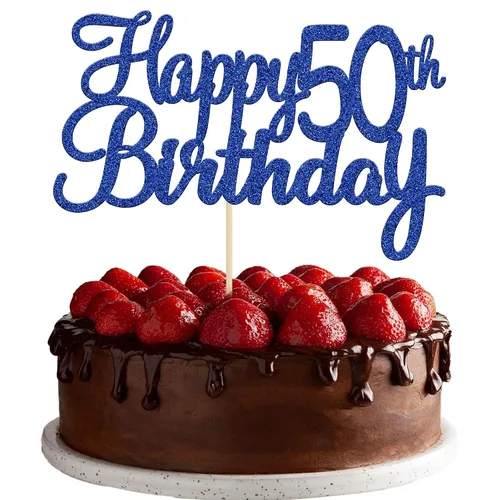 Miniatura 29 de Gyufise 1 decoración para pastel de cumpleaños número 10 con purpurina azul para tarta de 10 años de edad, decoraciones fabulosas para tartas