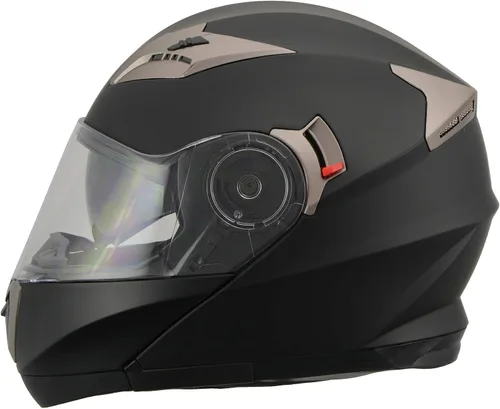 Miniatura 6 de Milwaukee Performance Helmets MPH9804DOT Matte Black Modular Racing Helmet w/ Drop Down Visor