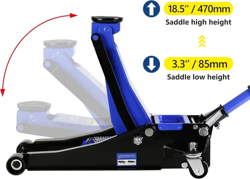 Miniatura 4 de Gato de piso, gato hidráulico de piso de perfil bajo de 3 toneladas, gato de piso de carreras de acero resistente con bomba de elevación rápida