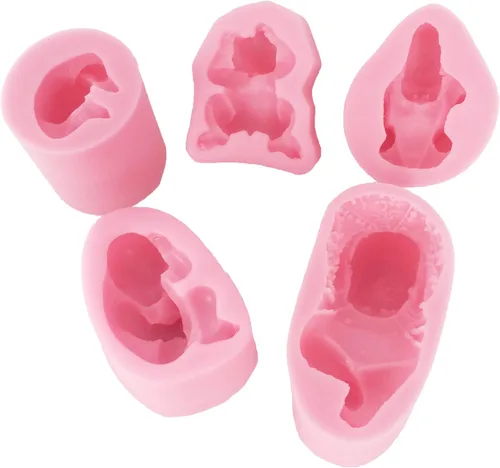 Funshowcase Baby Boy Movements - Juego de 5 moldes de caramelo para manualidades de azúcar, chocolate, fondant, mantequilla, resina, arcilla