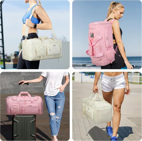 Miniatura 6 de Bosstin Bolsa de gimnasio para hombres y mujeres, 45L de viaje, bolsa de lona deportiva, mochila de viaje para gimnasio, fin de semana, mochila