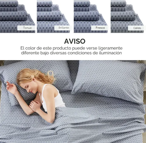 Miniatura 9 de Comfort Spaces Sábanas 100% algodón tamaño individual, transpirables, naturalmente frescas, sábanas de algodón suave con bolsillo elástico de 14