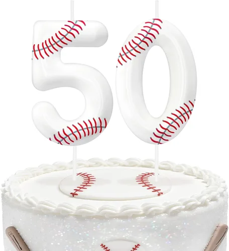 Miniatura 146 de Velas de cumpleaños con el número 0 de béisbol, decoración de pastel con temática de béisbol para niños y niñas, decoraciones de pasteles