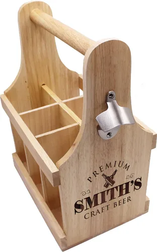 My Personal Memories Paquete de 6 cajas de cerveza de madera personalizadas personalizadas con abridor de acero inoxidable