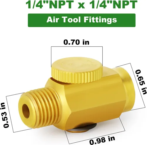 Miniatura 4 de TAISHER 2 piezas de latón compresor de aire accesorios herramienta de control, válvula reguladora de flujo de aire en línea 1/4 "NPT macho x 1/4