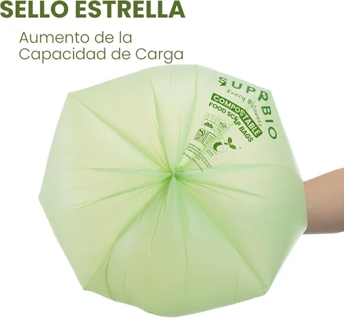 Miniatura 7 de SUPERBIO Bolsas compostables de 2.6 galones con asas, 100 unidades, 1 paquete, bolsas de desechos de alimentos certificadas por BPI y OK compost