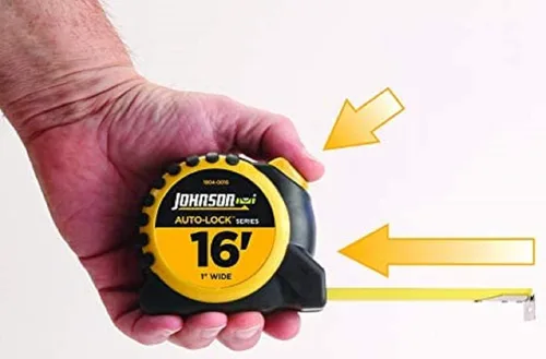 Miniatura 4 de Johnson Level & Tool 1804-0016 Cinta de alimentación con bloqueo automático, 16 pies, negro/amarillo, 1 cinta