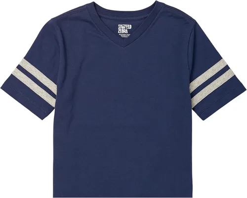 Miniatura 2 de Tienda Essentials Camiseta de manga corta con cuello en V para niños y niños pequeños (cebra previamente manchada), multipaquetes