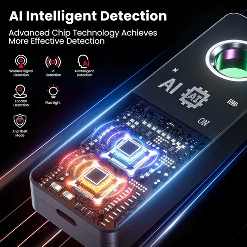 Miniatura 2 de AMOROM Detectores de cámara oculta 7 en 1, buscador de rastreador GPS con detección alimentada por IA, pantalla OLED, 7 modos, antirrobo, linterna