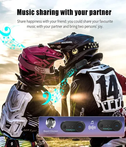 Miniatura 3 de TCOM VB - Casco de motocicleta con Bluetooth para uso compartido de música, sistemas de comunicación de intercomunicación universales de 800 M